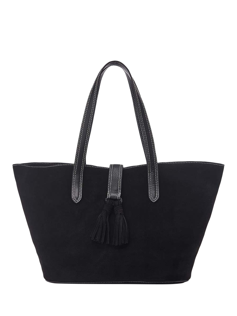 Moda in Pelle Addison Suede Large Tote Bag, Black