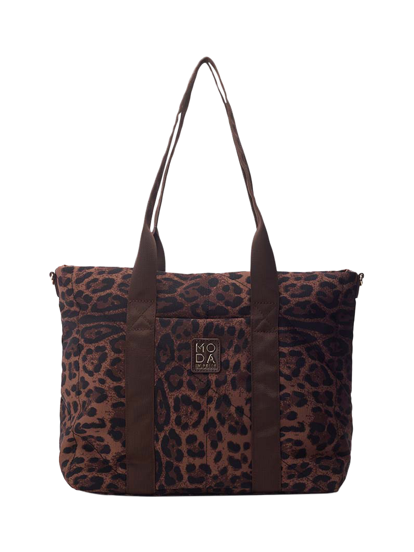 Moda in Pelle Alexia Leopard Print Shopper Bag, Brown