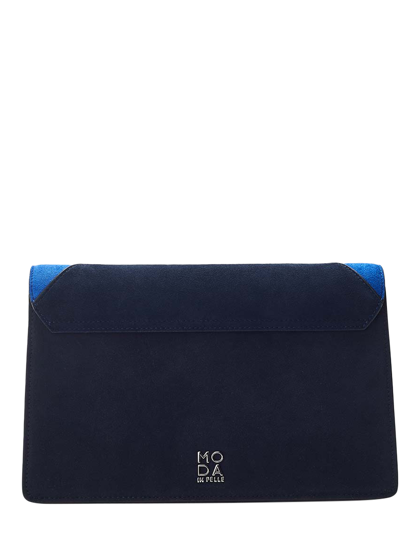Product image 3 of 4, which shows Moda in Pelle Livelia Suede Clutch Bag, Navy
