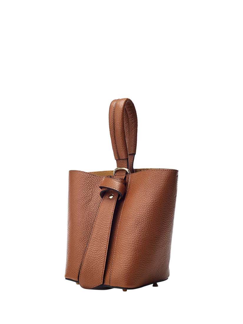 Product image 2 of 4, which shows Moda in Pelle Suki Leather Bucket Bag, Tan