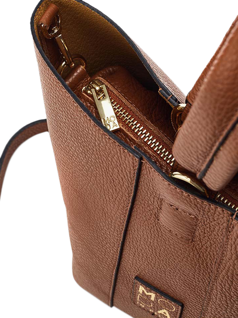 Product image 4 of 4, which shows Moda in Pelle Suki Leather Bucket Bag, Tan