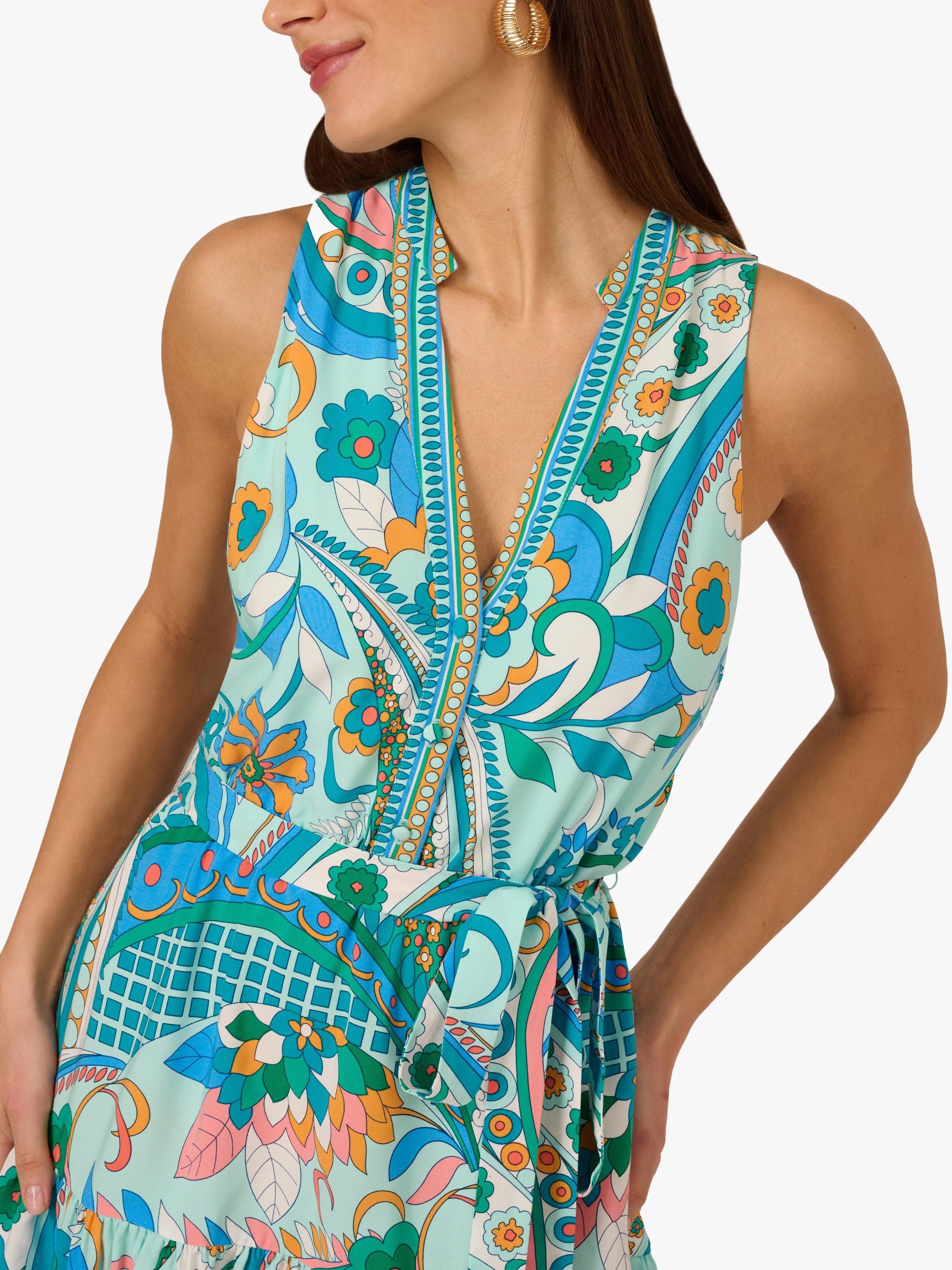 Product image 5 of 7, which shows Adrianna by Adriana Papell Floral Flounce Hem Mini Dress, Mint/Multi, 6