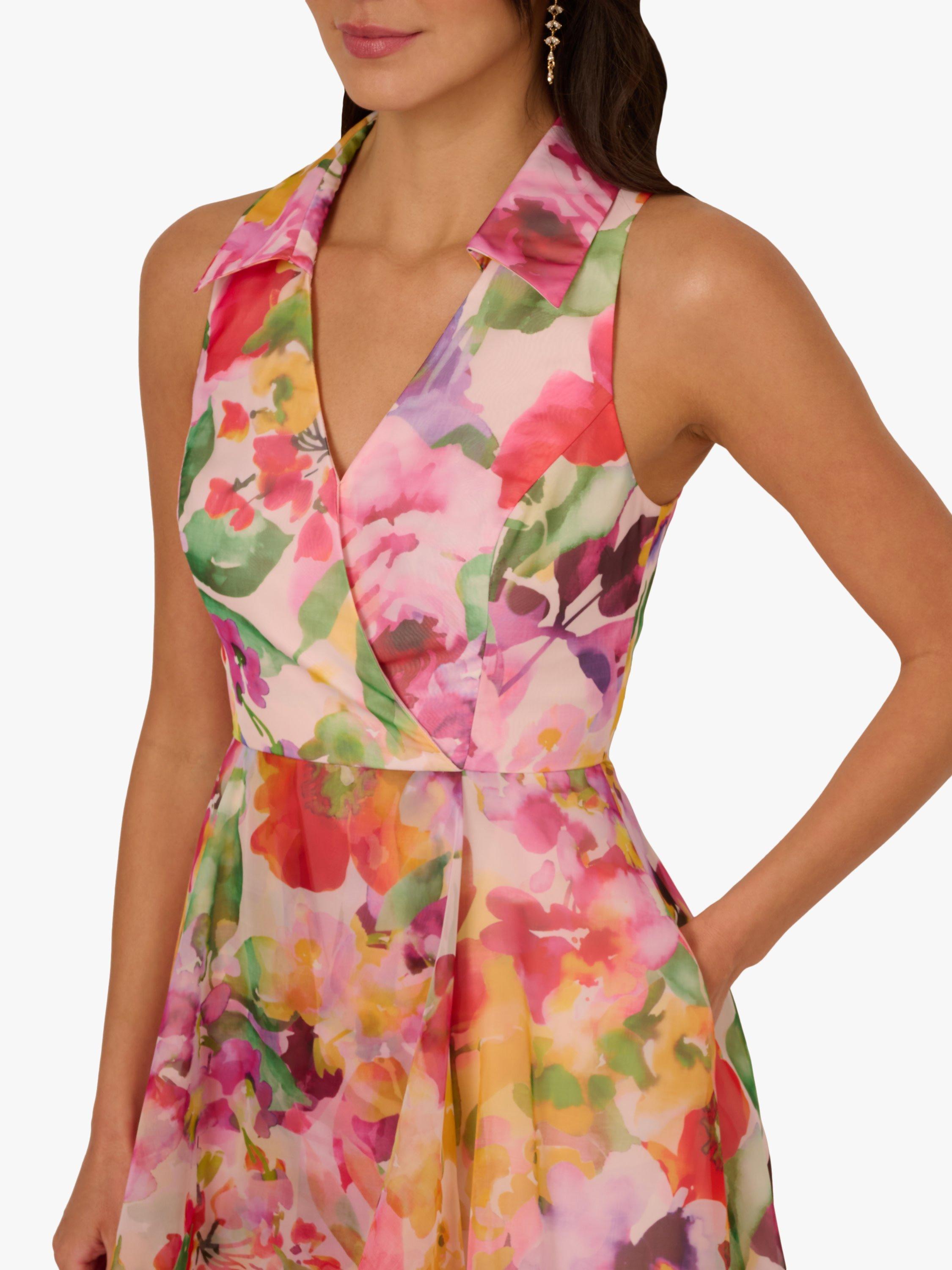 Product image 4 of 6, which shows Adrianna Papell Floral Organza High-Lo Dress, Pink/Multi, 16