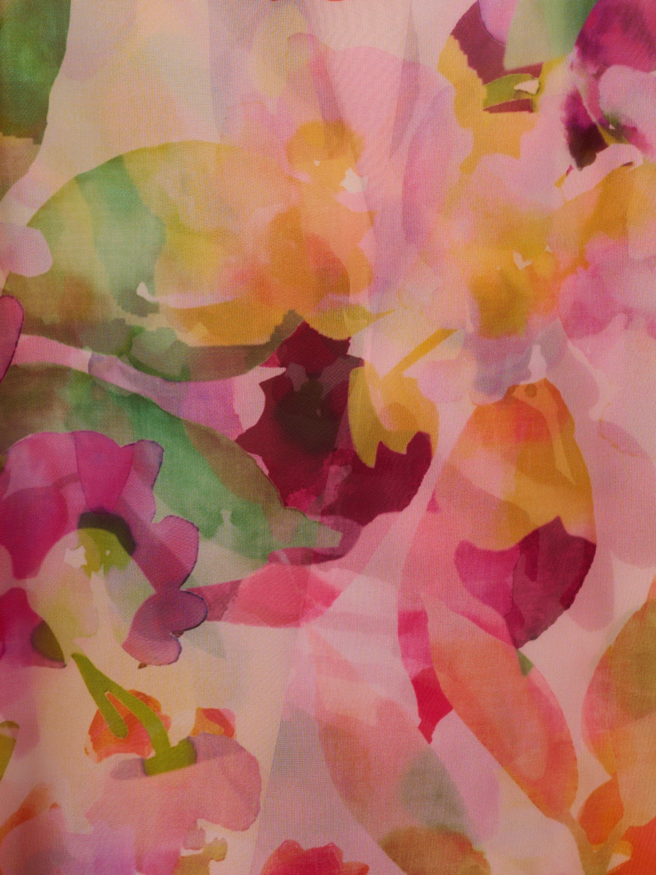Product image 6 of 6, which shows Adrianna Papell Floral Organza High-Lo Dress, Pink/Multi, 16
