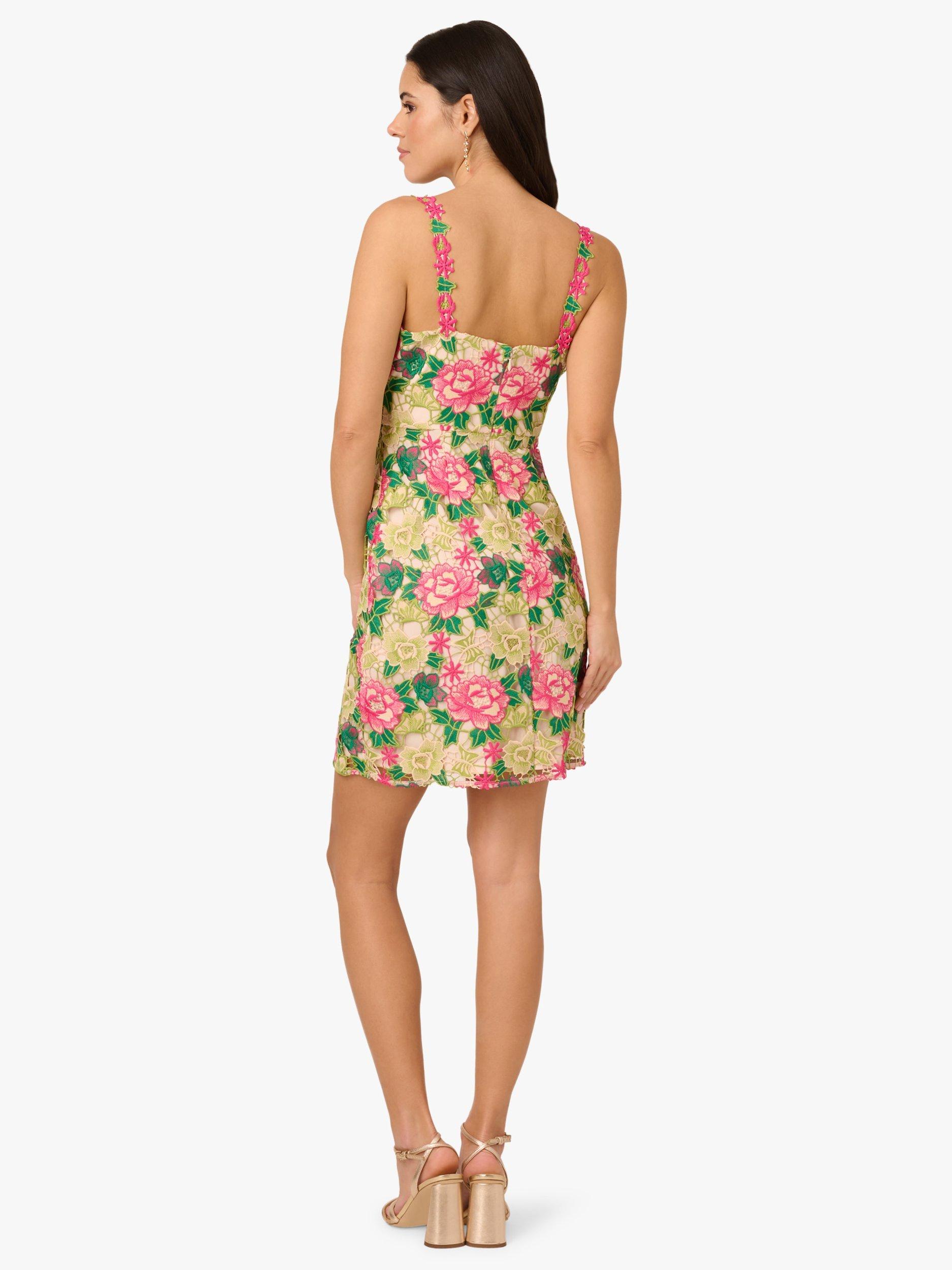 Product image 3 of 7, which shows Adrianna Papell Floral Embroidered Mini Dress, Pink/Green, 8
