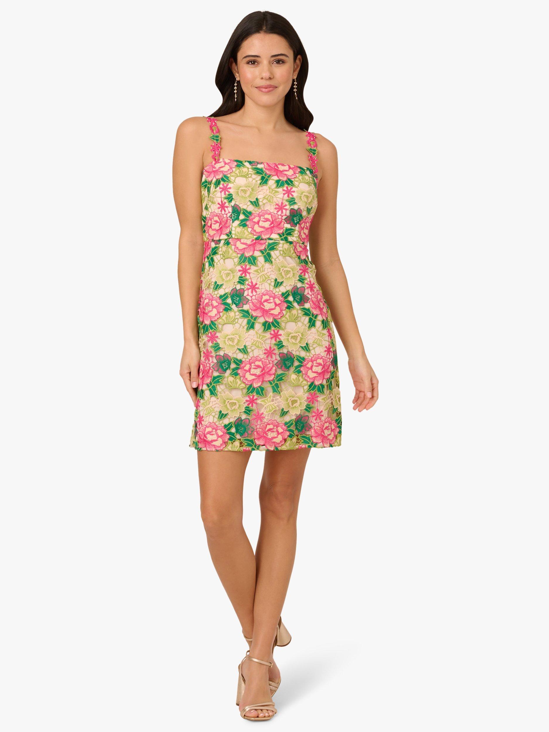 Product image 4 of 7, which shows Adrianna Papell Floral Embroidered Mini Dress, Pink/Green, 8