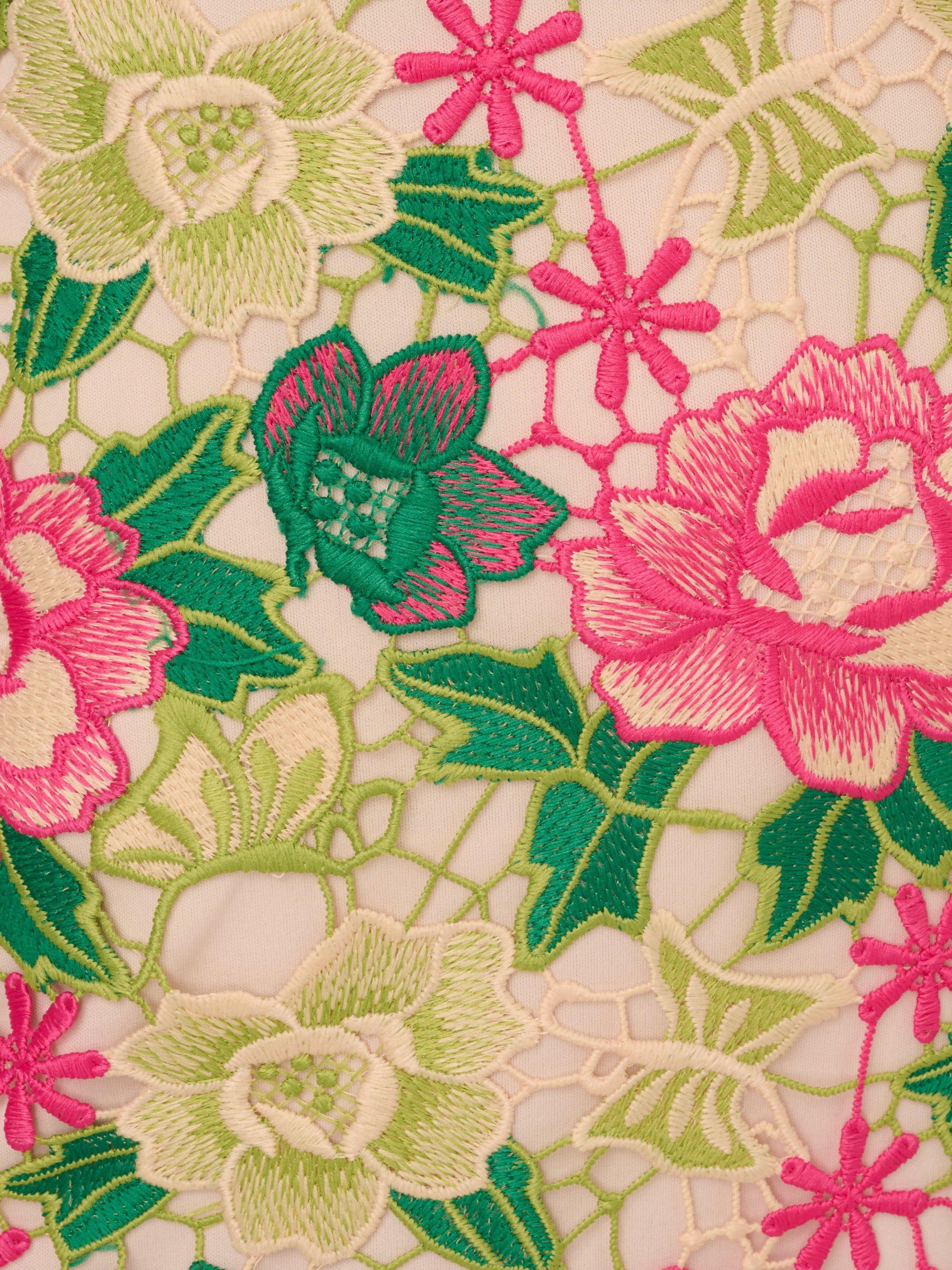 Product image 7 of 7, which shows Adrianna Papell Floral Embroidered Mini Dress, Pink/Green, 8