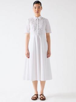 L.K.Bennett Grace Embroidered Midi Shirt Dress, White