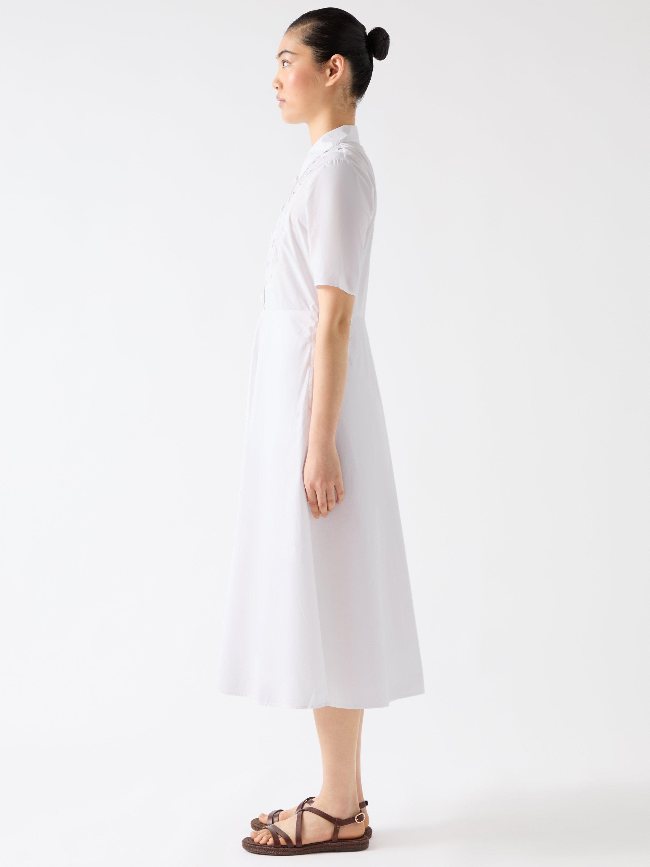 Product image 2 of 5, which shows L.K.Bennett Grace Embroidered Midi Shirt Dress, White, 12
