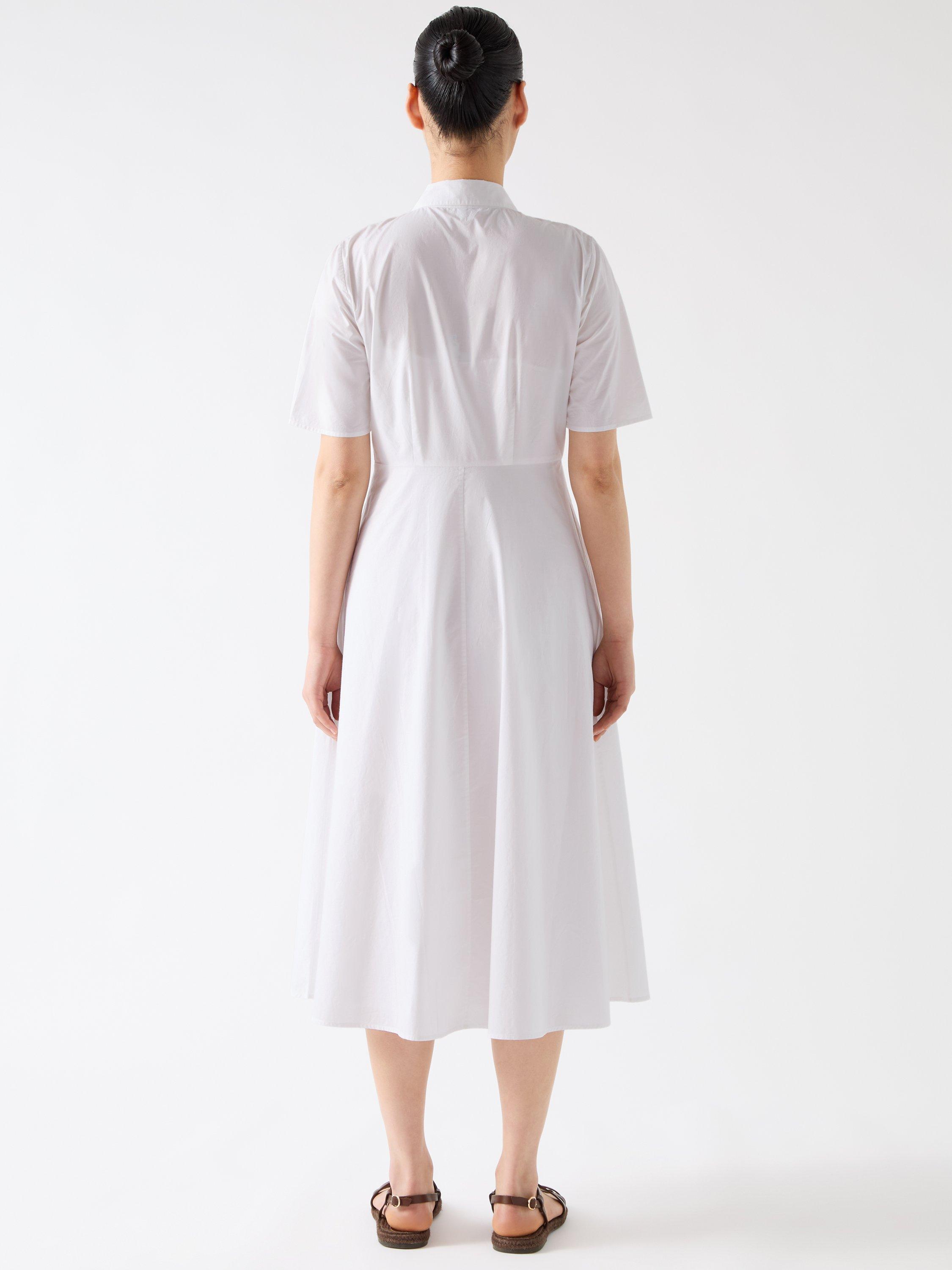 Product image 3 of 5, which shows L.K.Bennett Grace Embroidered Midi Shirt Dress, White, 12
