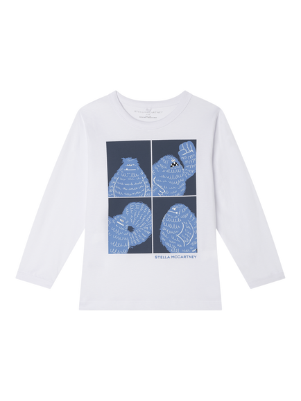Stella McCartney Kids Kids' Cotton Yeti Crew Neck Long Sleeve T-Shirt, White
