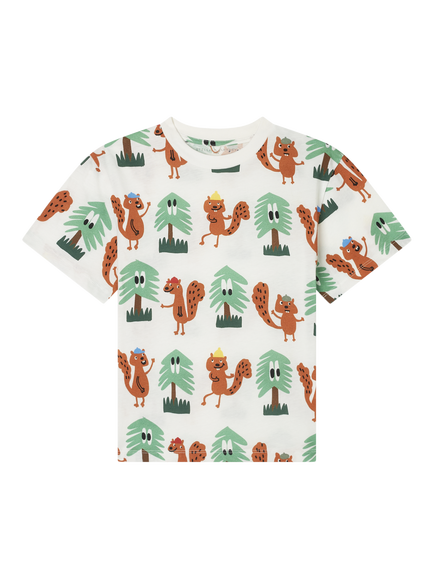 Stella McCartney Kids Trees & Squirrels Cotton Jersey T-Shirt , Ivory/Colourful, Ivory/Colourful