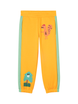 Stella McCartney Kids Tree & Squirrel Print Contrast Joggers, Giallo, Giallo