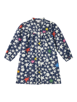 Stella McCartney Kids Kids' Cotton Denim Big Stars Long Sleeve Dress, Blu/Multi