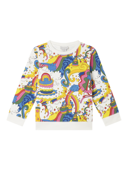 Stella McCartney Kids Kids' Cotton Fleece Psychedelic Sweatshirt, Avorio/Multi