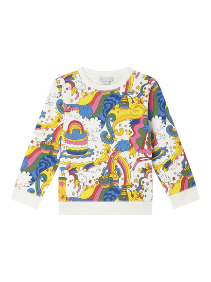Stella McCartney Kids Kids' Cotton Fleece Psychedelic Sweatshirt, Avorio/Multi