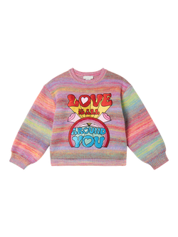 Stella McCartney Kids Kids' Love Long Sleeve Knit Jumper, Colourful