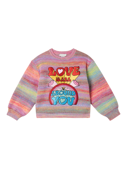 Stella McCartney Kids Kids' Love Long Sleeve Knit Jumper, Colourful