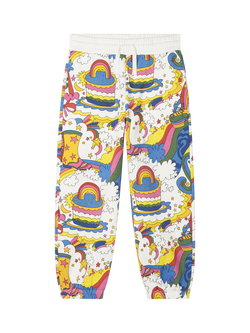 Stella McCartney Kids Kids' Cotton Psychedelic Joggers, Avorio/Multi