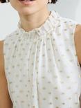 French Connection Arlo Polka Dot Jacquard Tiered Dress, White/Multi