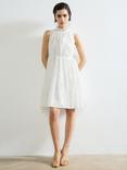 French Connection Arlo Polka Dot Jacquard Tiered Dress, White/Multi