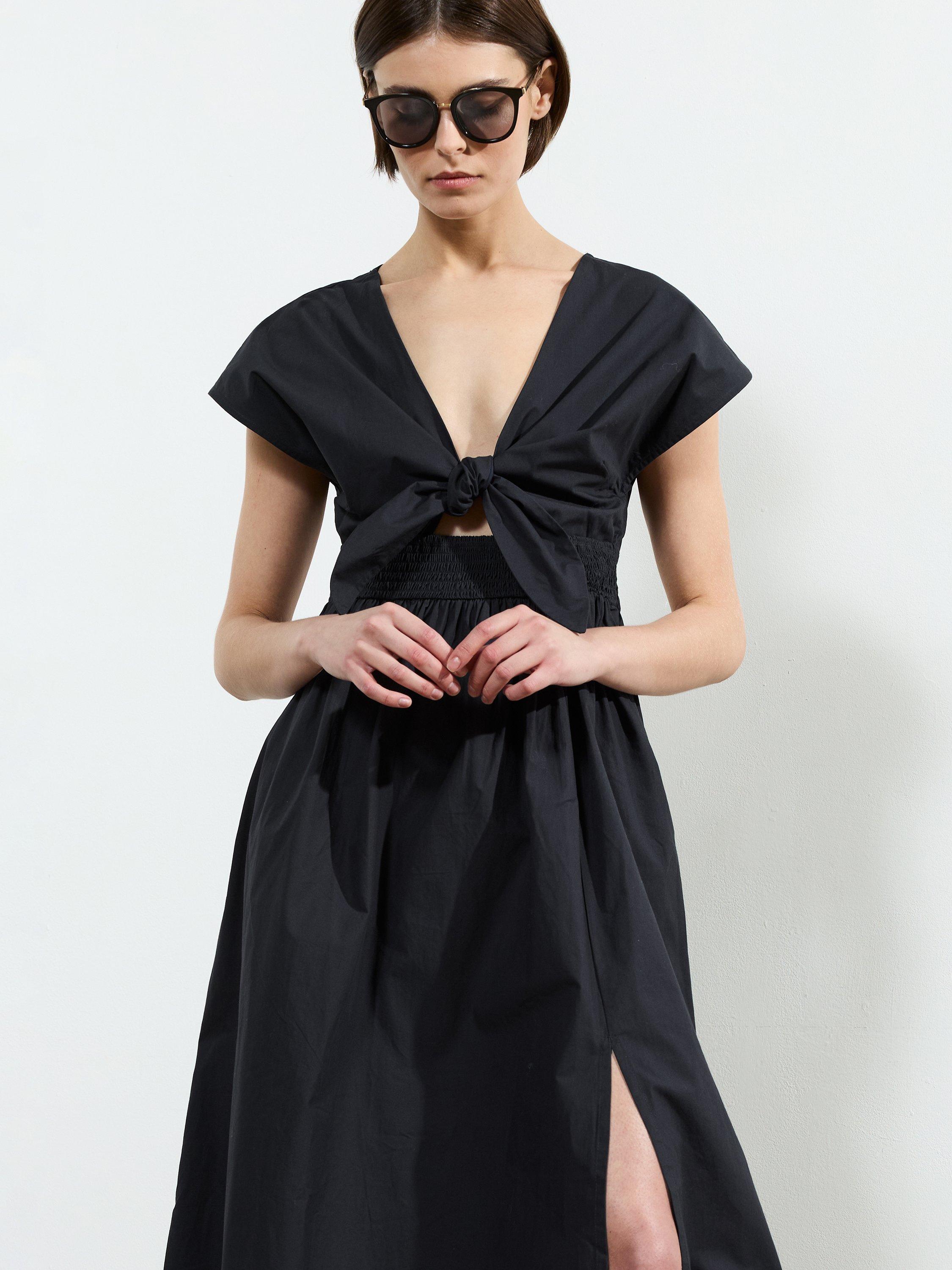 Product image 1 of 5, which shows French Connection Barletta Cotton Poplin Dress, Navy, XS