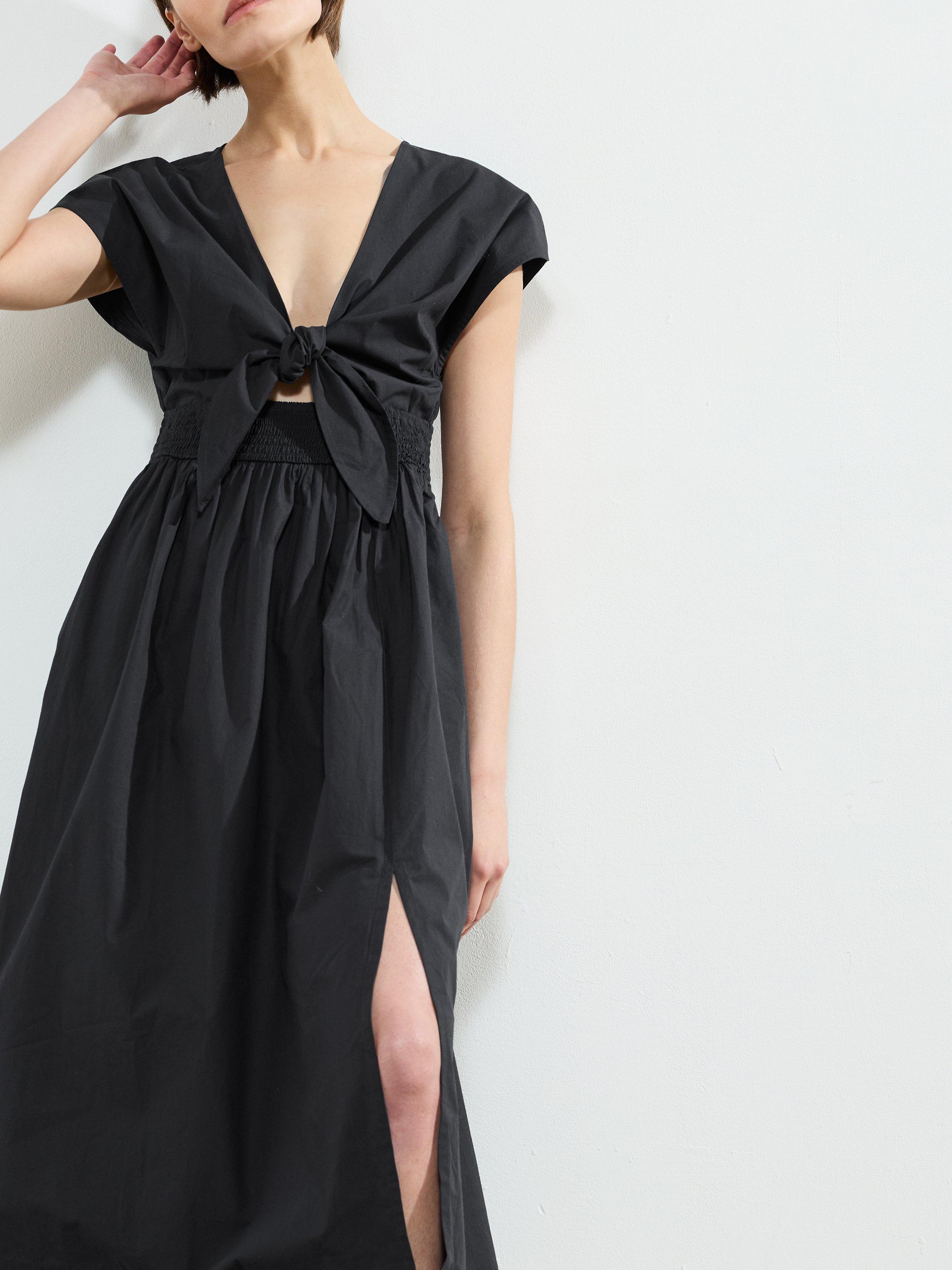 Product image 4 of 5, which shows French Connection Barletta Cotton Poplin Dress, Navy, XS