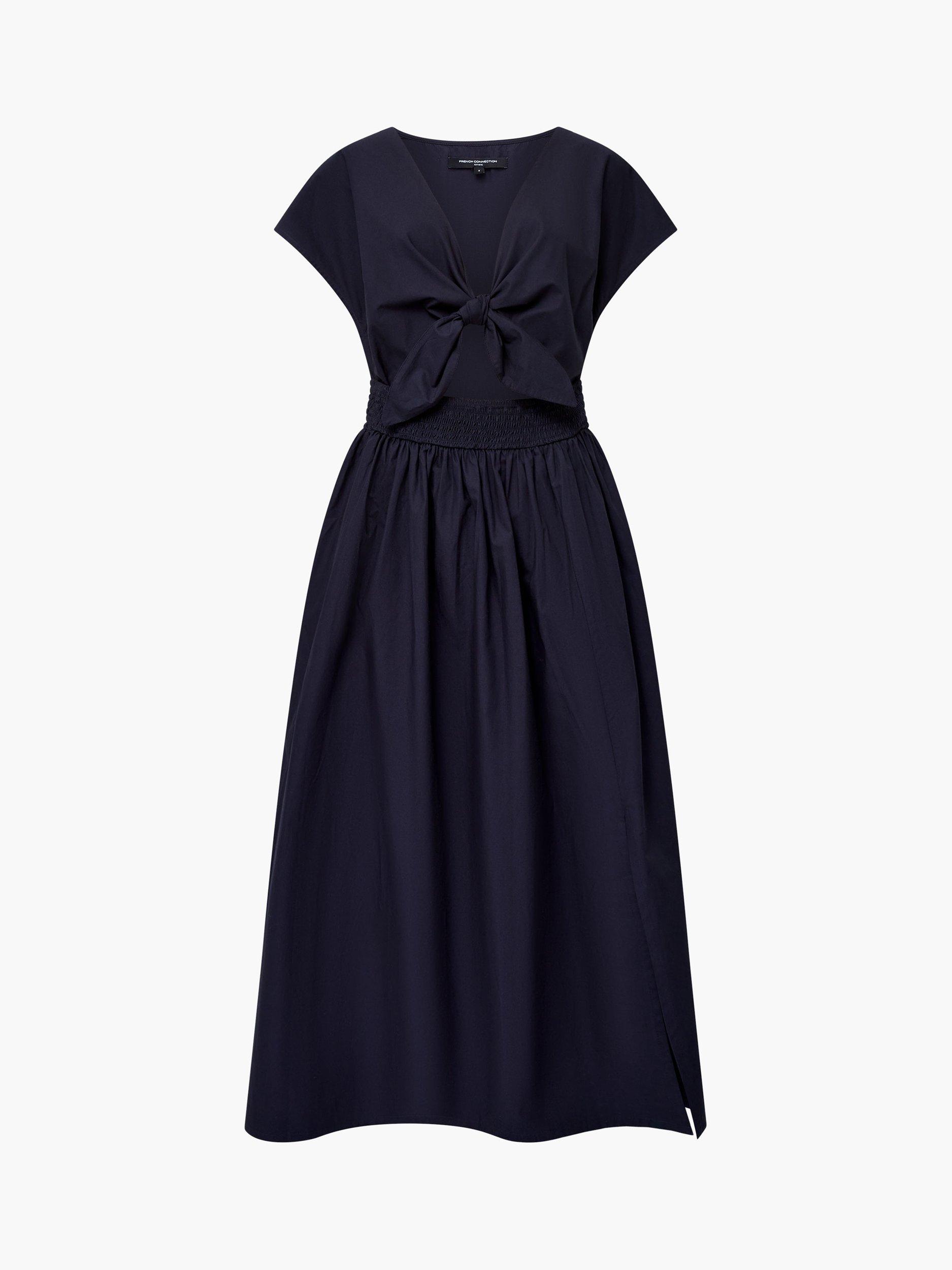 Product image 5 of 5, which shows French Connection Barletta Cotton Poplin Dress, Navy, XS
