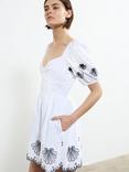 French Connection Cambria Anglaise Mini Dress, White/Navy