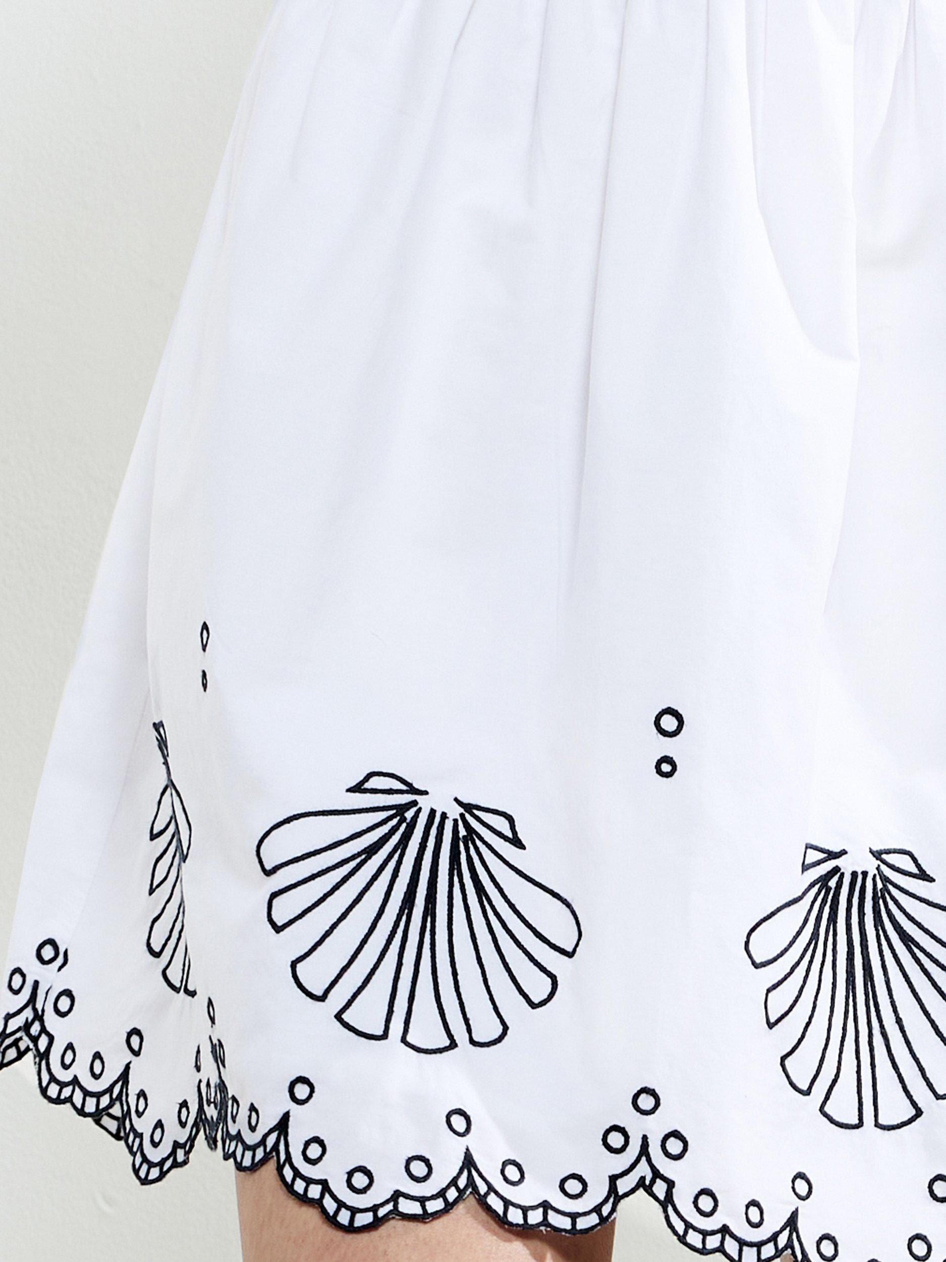 Product image 3 of 4, which shows French Connection Cambria Anglaise Mini Dress, White/Navy, 8