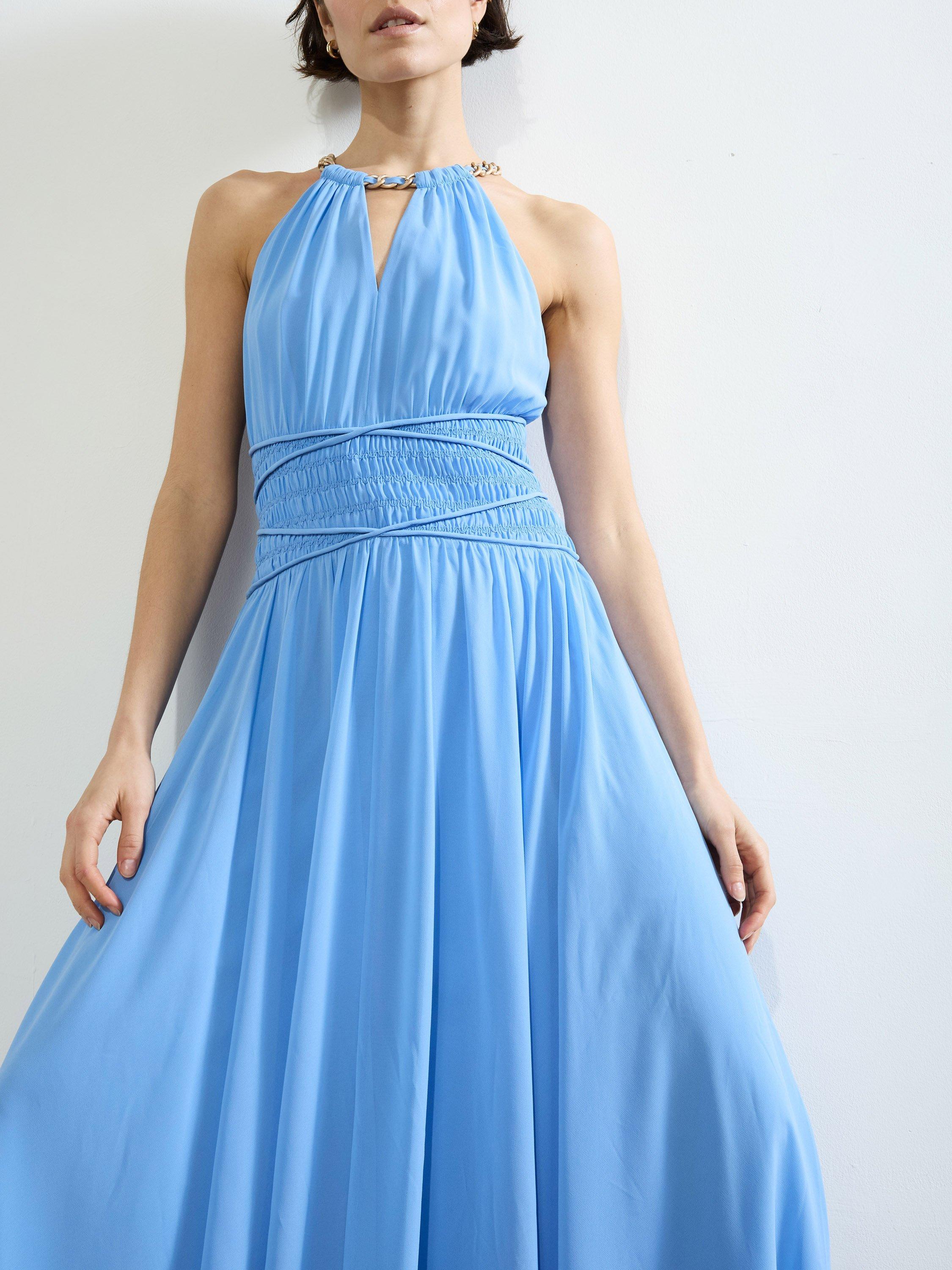 Product image 2 of 5, which shows French Connection Eden Georgette Dress, Cornflower Blue, 12