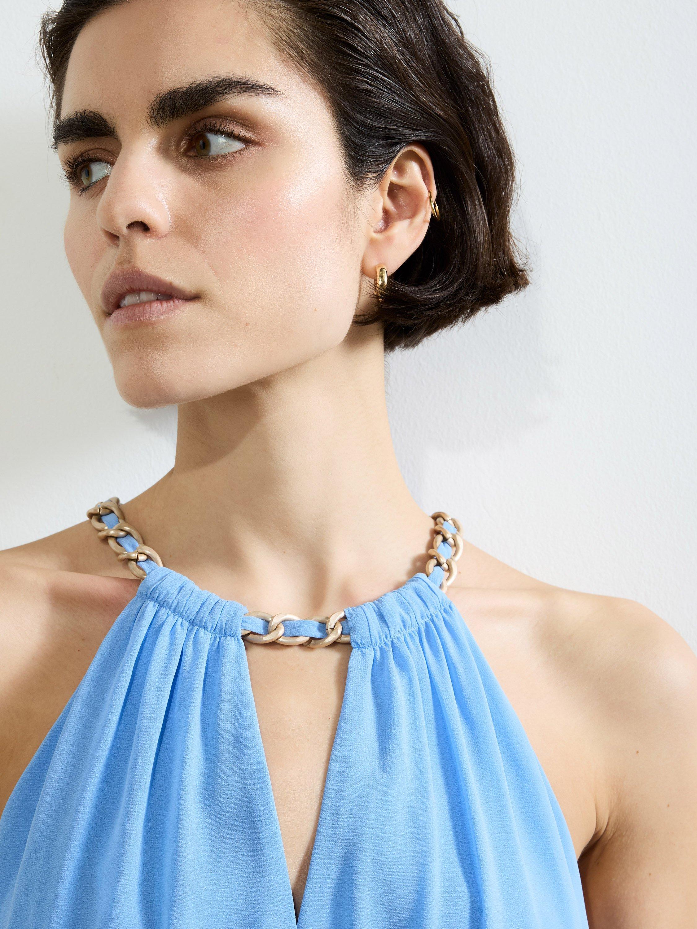 Product image 3 of 5, which shows French Connection Eden Georgette Dress, Cornflower Blue, 12