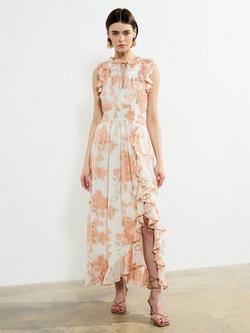 French Connection Elko Floral Jacquard Dress, Ballet Pink/Multi, Ballet Pink/Multi