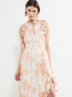 French Connection Elko Floral Jacquard Dress, Ballet Pink/Multi - view 2, Ballet Pink/Multi