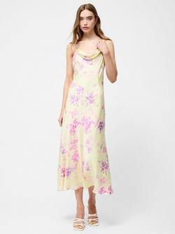 French Connection Elyria Oona Satin Midi Dress, Cornsilk Yellow/Multi - view 2, Cornsilk Yellow/Multi