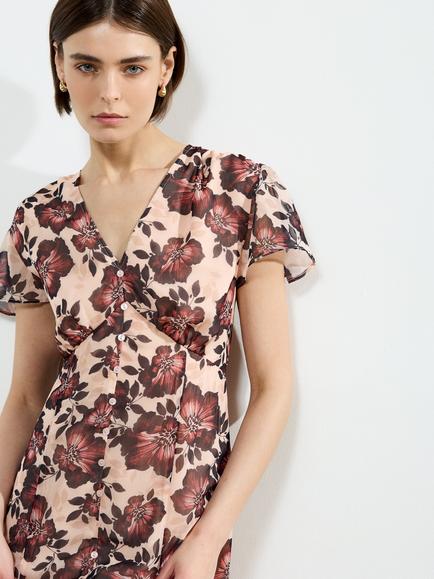French Connection Elyses Floral Tea Dress, Cream/Multi - view 2, Cream/Multi
