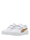PUMA Kids' Carina 3.0 Lace Up Animal Print Trainers, White/Sand