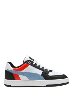 PUMA Kids' Caven 2.0 Colour Block Trainers, White/Blue/Black, White/Blue/Black