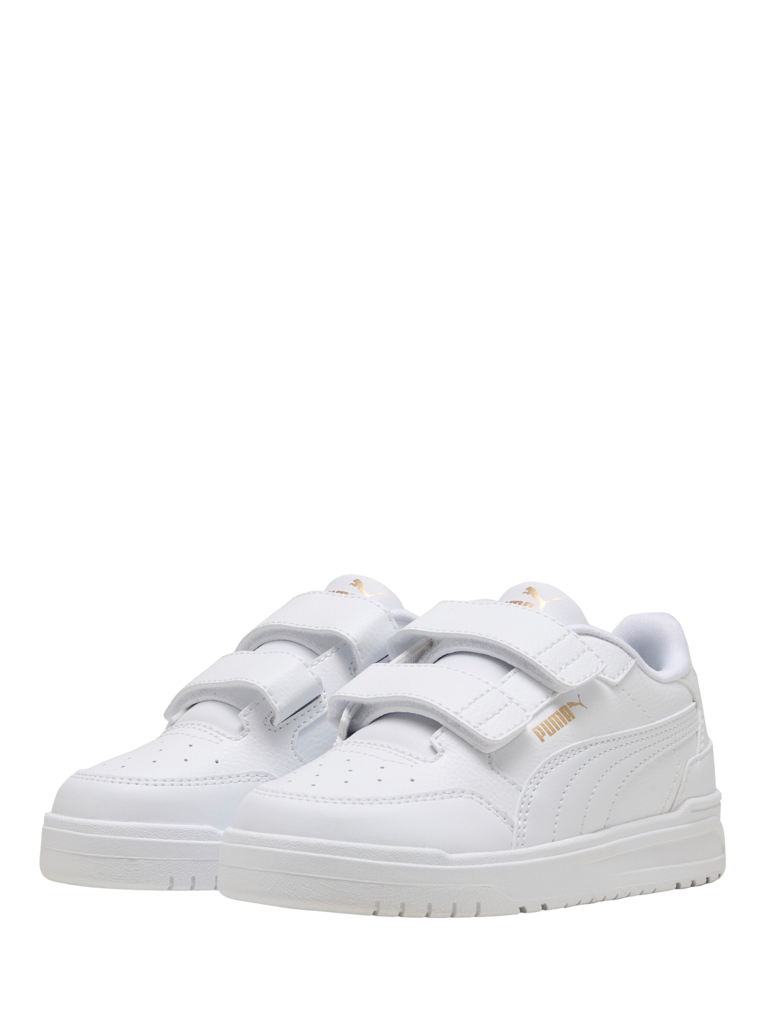 Product image 2 of 6, which shows PUMA Kids' Shuffle Downtown Mid Trainers, White/Gold, 10 Jnr