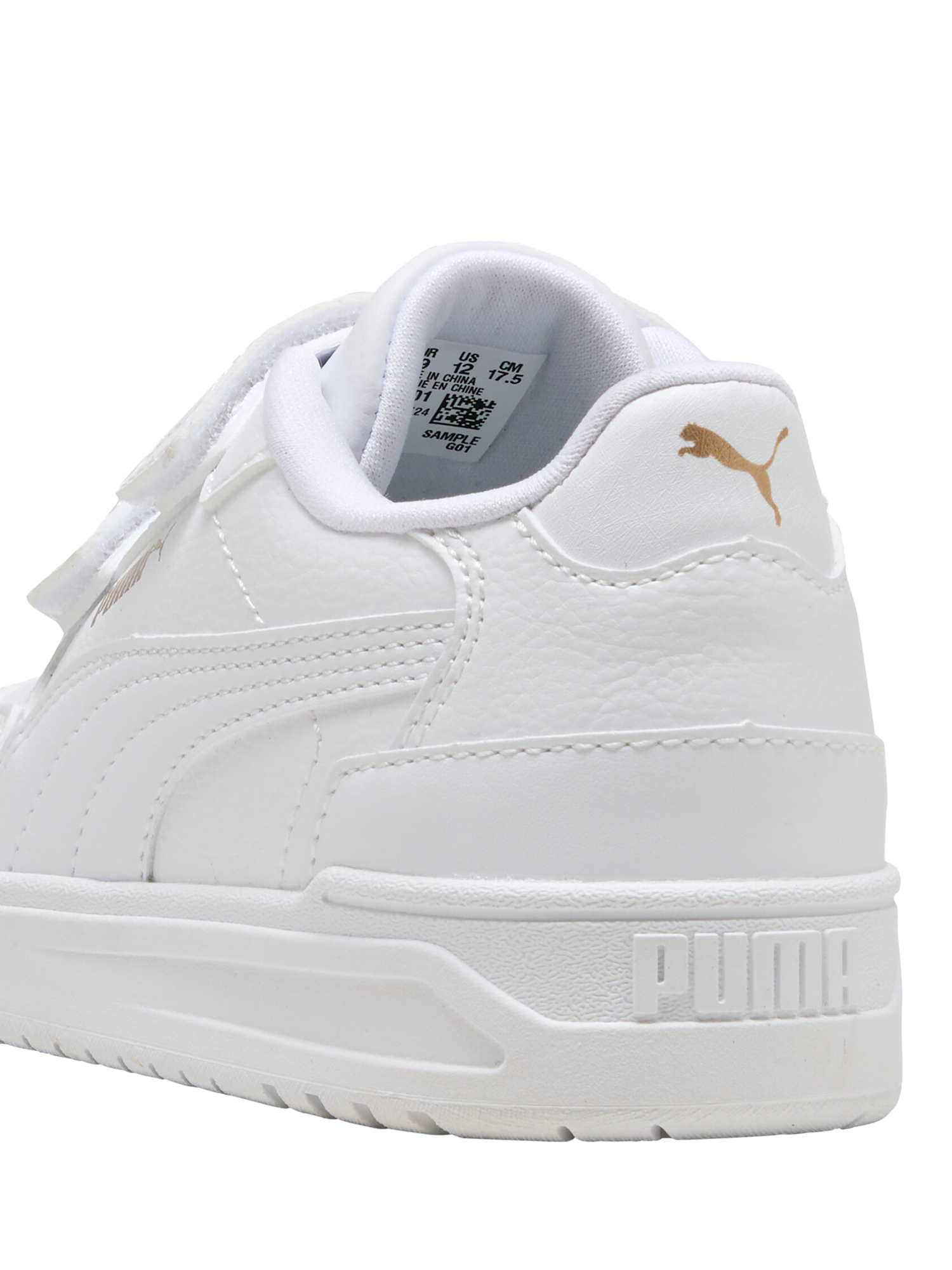 Product image 3 of 6, which shows PUMA Kids' Shuffle Downtown Mid Trainers, White/Gold, 10 Jnr