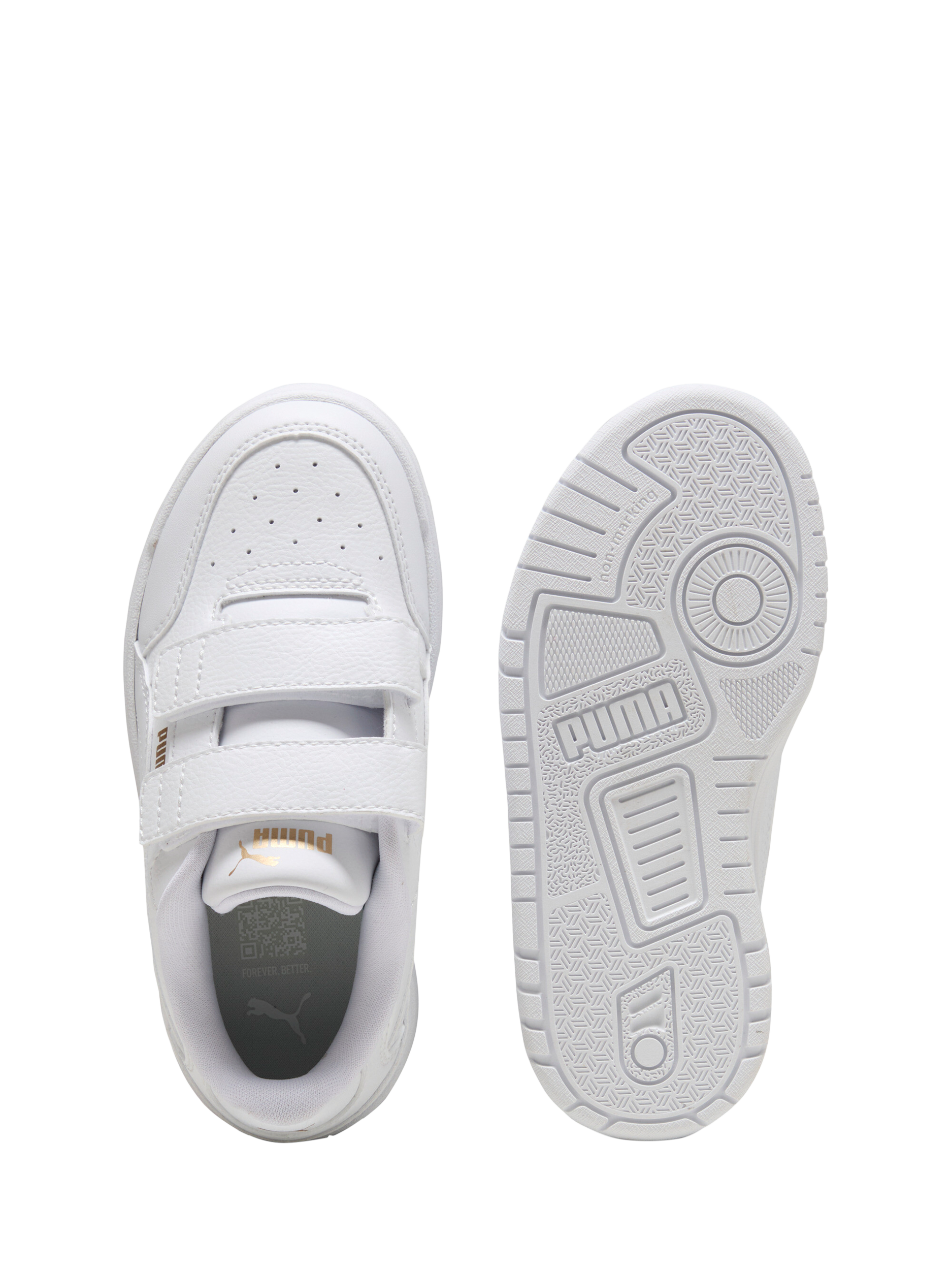 Product image 5 of 6, which shows PUMA Kids' Shuffle Downtown Mid Trainers, White/Gold, 10 Jnr