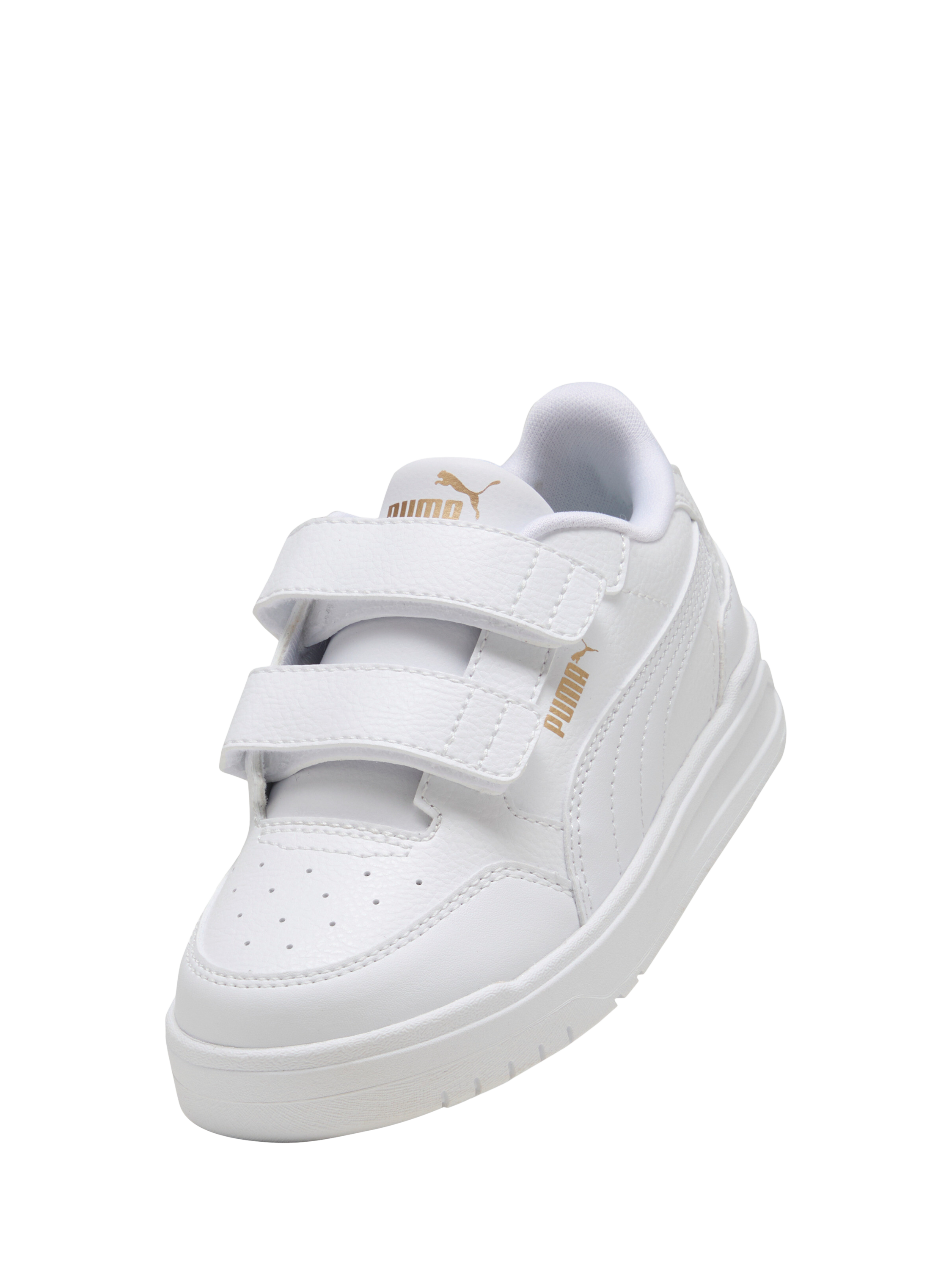 Product image 6 of 6, which shows PUMA Kids' Shuffle Downtown Mid Trainers, White/Gold, 10 Jnr
