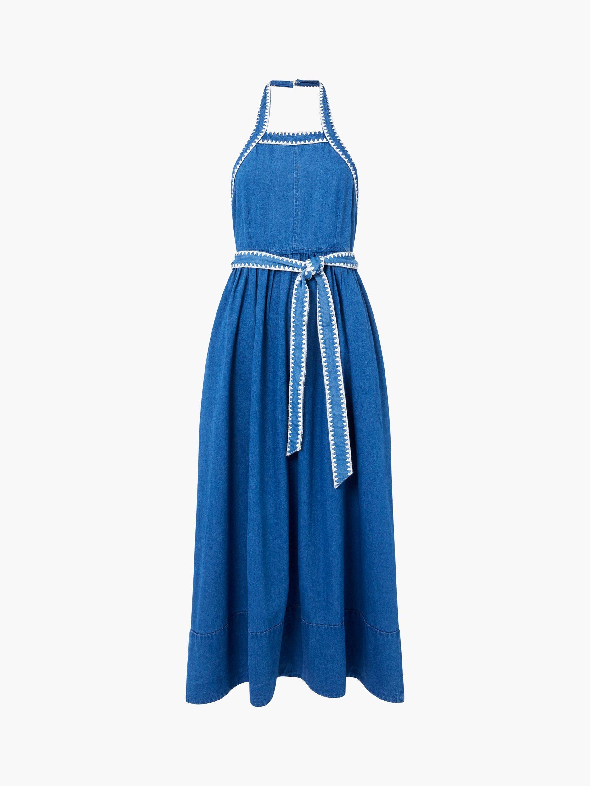 Product image 5 of 5, which shows French Connection Zaves Chambray Halterneck Dress, Blue, 8