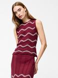 French Connection Trudy Crochet Sleeveless Top, Red/Multi