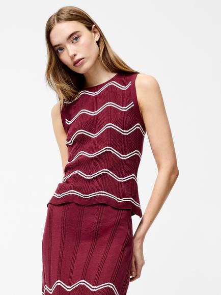 French Connection Trudy Crochet Sleeveless Top, Red/Multi, Red/Multi