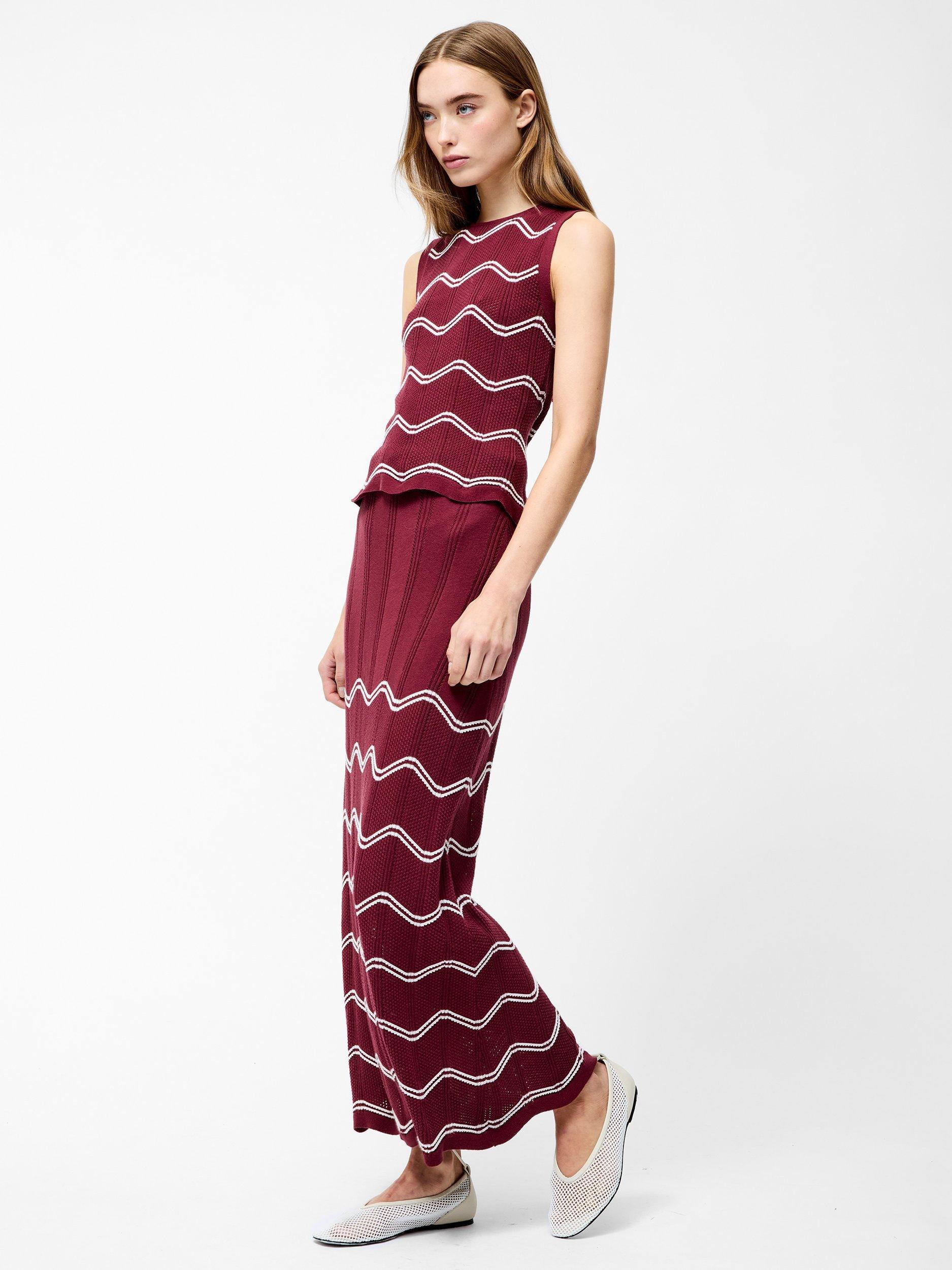 Product image 2 of 5, which shows French Connection Trudy Crochet Sleeveless Top, Red/Multi, XS