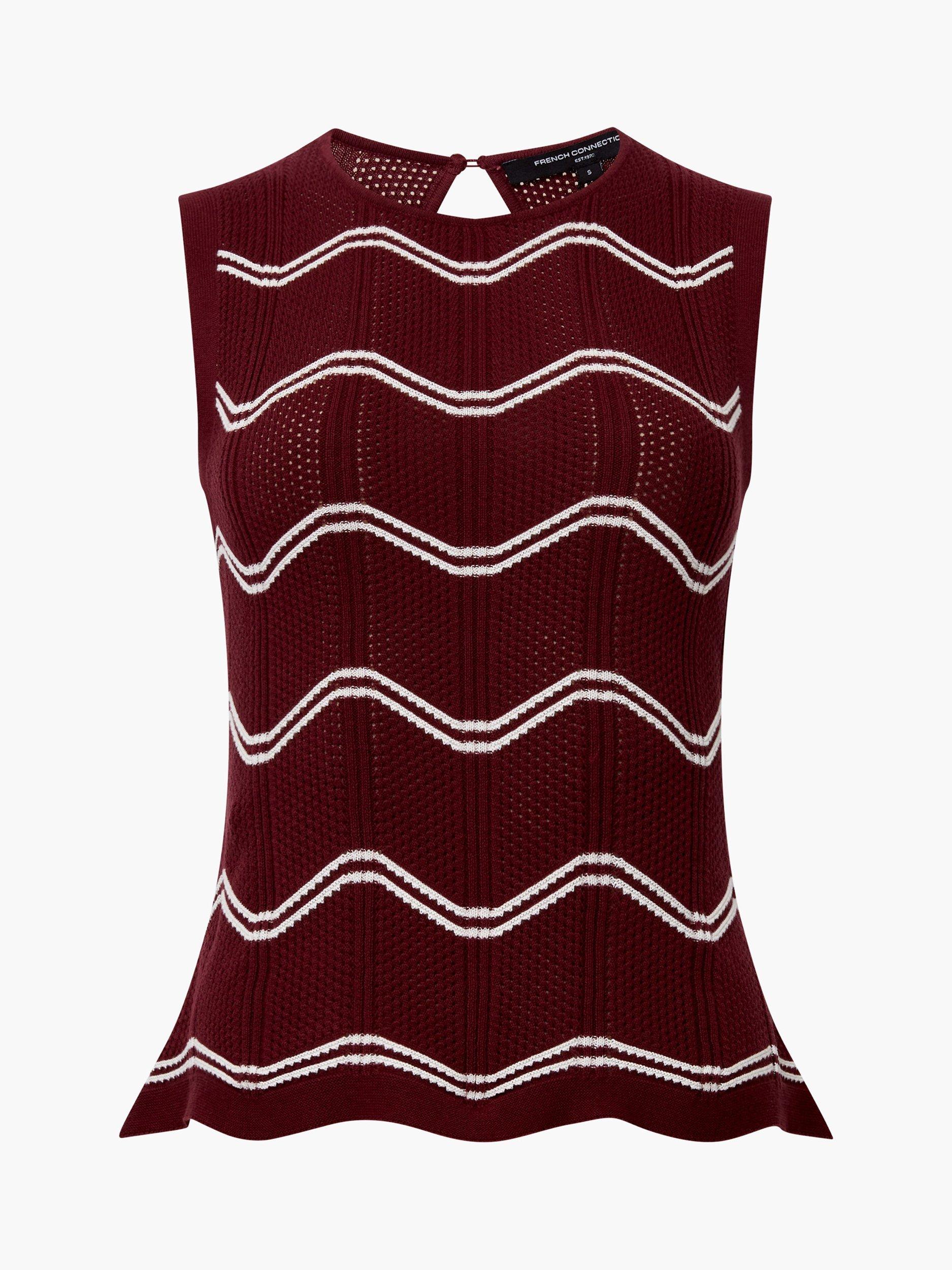 Product image 5 of 5, which shows French Connection Trudy Crochet Sleeveless Top, Red/Multi, XS