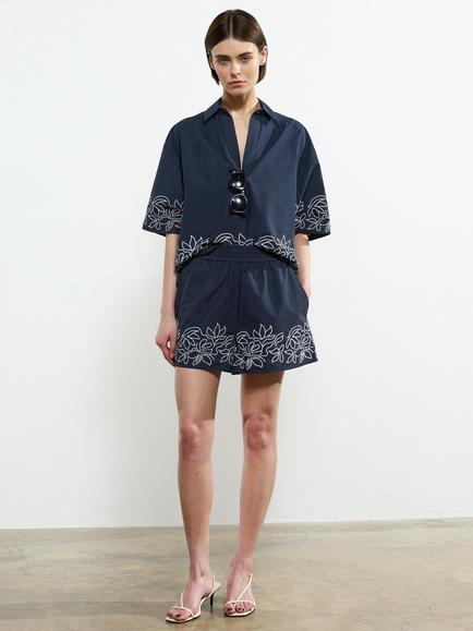 French Connection Alissa Cotton Shorts, Navy/Multi