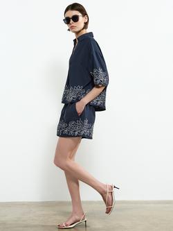 French Connection Alissa Cotton Shorts - view 2, Navy/Multi