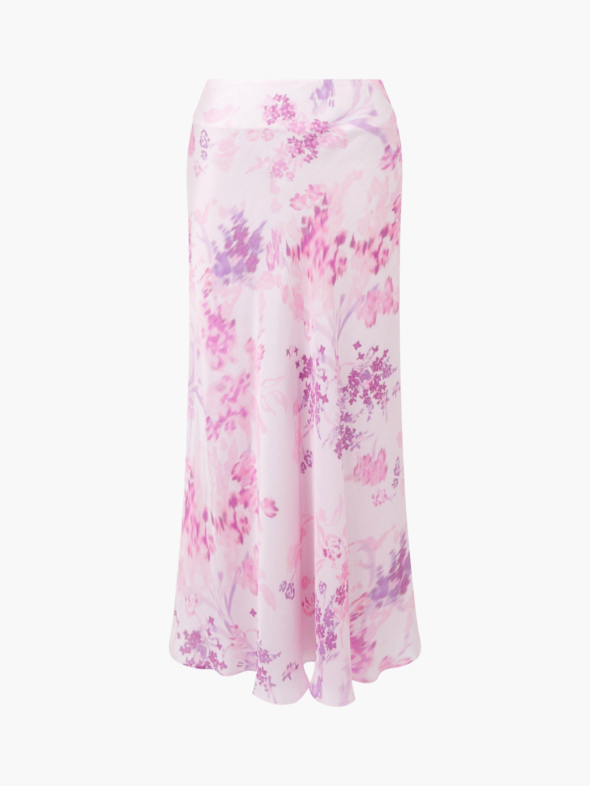 Product image 5 of 5, which shows French Connection Elyria Oona Satin Midi Skirt, Sweet Pink/Multi, XS